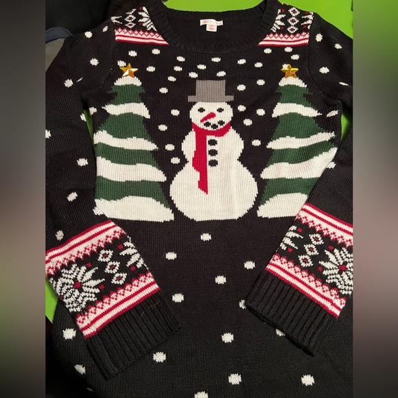 S dress tunic long Sweater Christmas Tree Snowman snow winter holiday Nordic - Picture 1 of 8